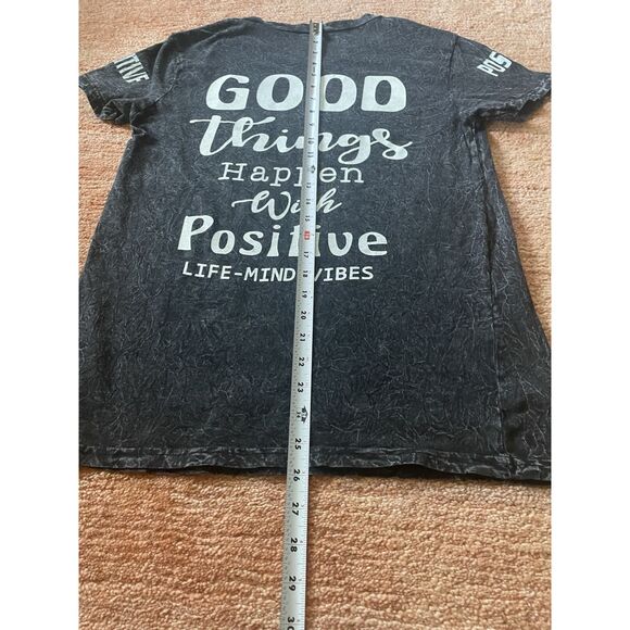 ON FIRE Positive Vibes Black Distressed Tee Size L 100% Cotton Unisex - Picture 5 of 5